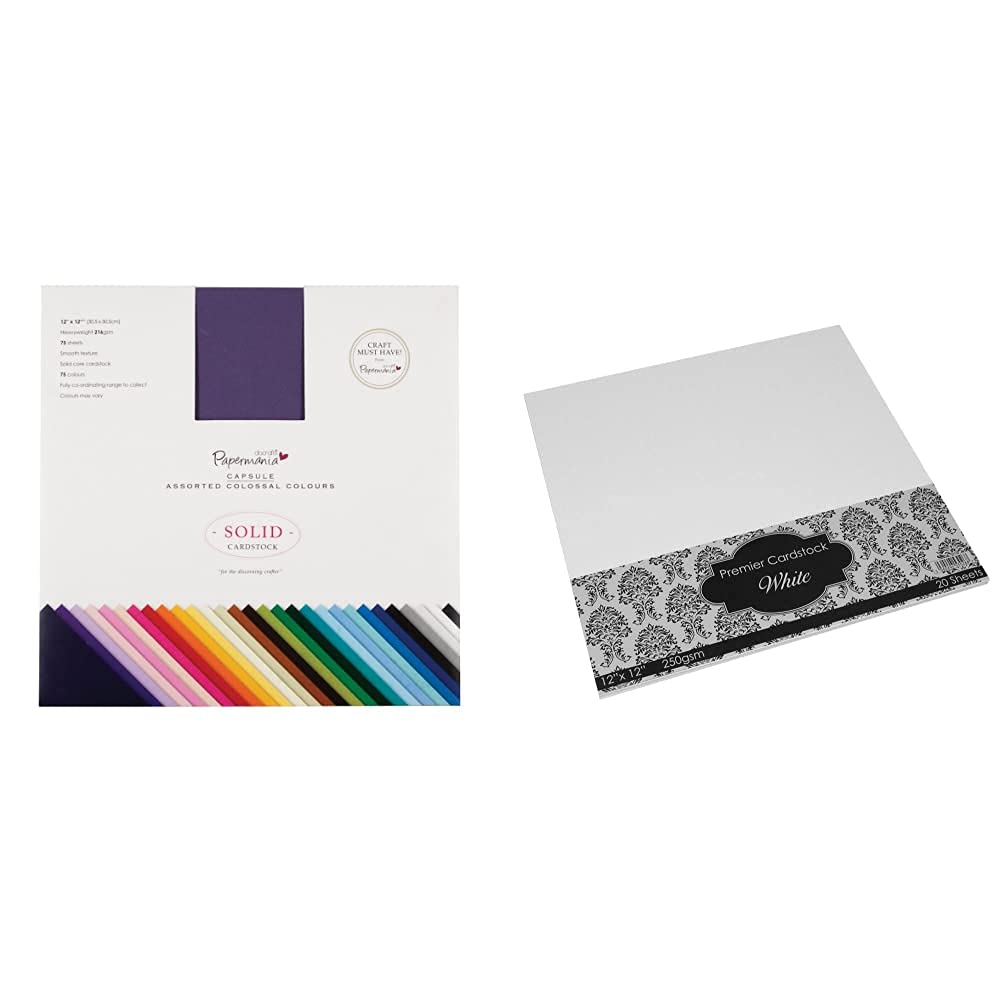 Docrafts 12 x 12-Inch Solid Premium Cardstock Colossal Capsule (Pack of 75) & Craft UK, White, 12X12 CARD