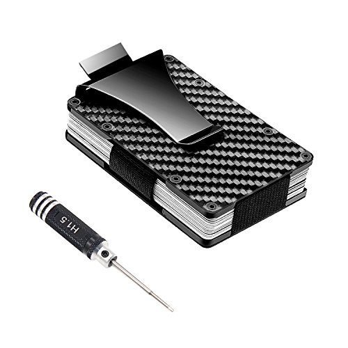 Money clip-carbon fiber credit card holder rfid front p…