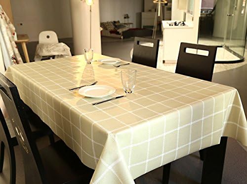 Coavas Checked Plain Heavier Weight Vinyl Polyester Cloth Rectangular Waterproof Tablecloth 54 by 87 Inches …