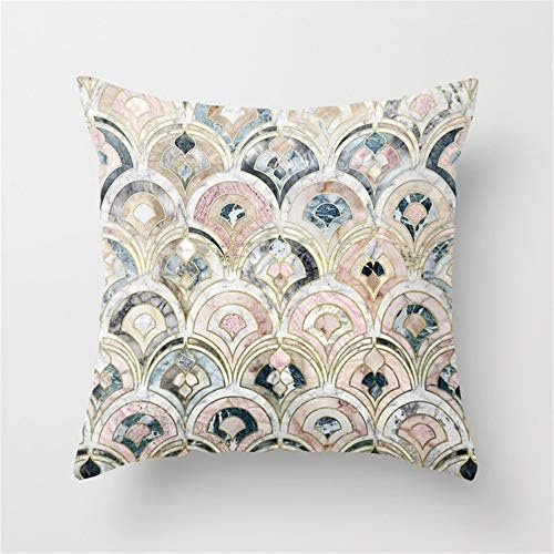 Shanzhi Art Deco Marble Tiles in Soft Pastels Throw Pillow Cushion Cover Case 40 x 40 cm