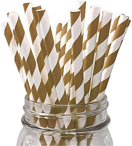 Polka Dot Sky Luxury Style Paper Party Drinking Straws for Birthdays, Weddings Any Occasion 25 Pack (Gold)