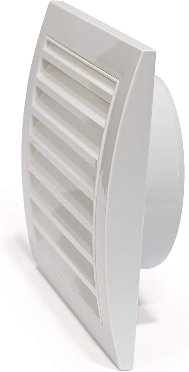 Vent Systems Ø150 mm / 6" Inch - White Air Vent Plastic Cover - Louvered Outdoor Opening Flap Vent Built - in Pest Guard Screen HVAC for Home Improvement