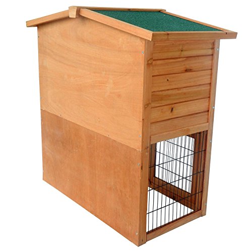 Pawhut 40 Rabbit Hutch Chicken Coop Wood Cage Poultry House Small Animal Habitats With Run