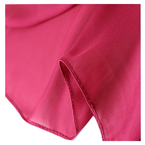 Bellonesc Silk Scarf 100% silk Long Lightweight Sunscreen Shawls for Women (rose red) - Thumbnail 5
