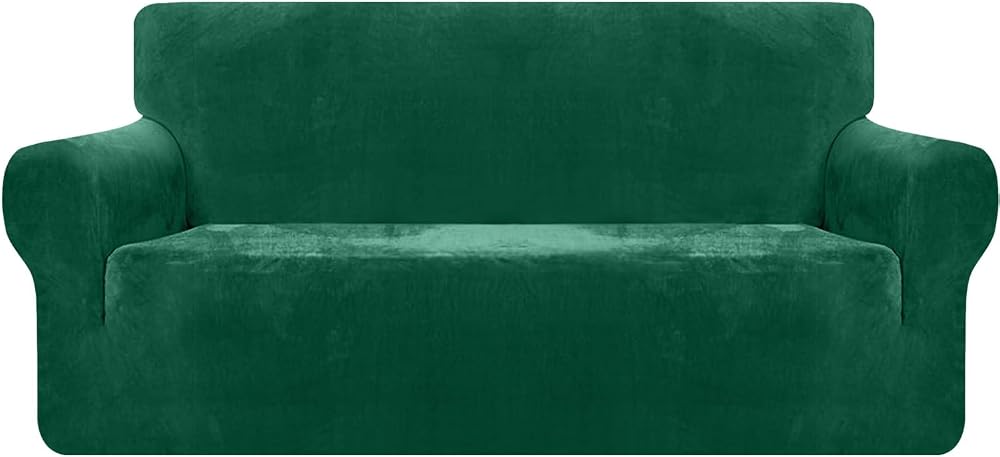 Granbest Premium Thicken Plush Velvet Sofa Cover 3 Seater Green High Stretch