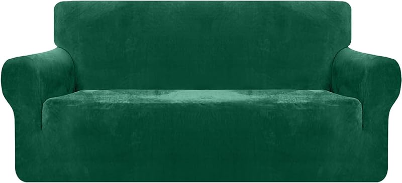 Granbest Premium Thicken Plush Velvet Sofa Cover 3 Seater Green High Stretch