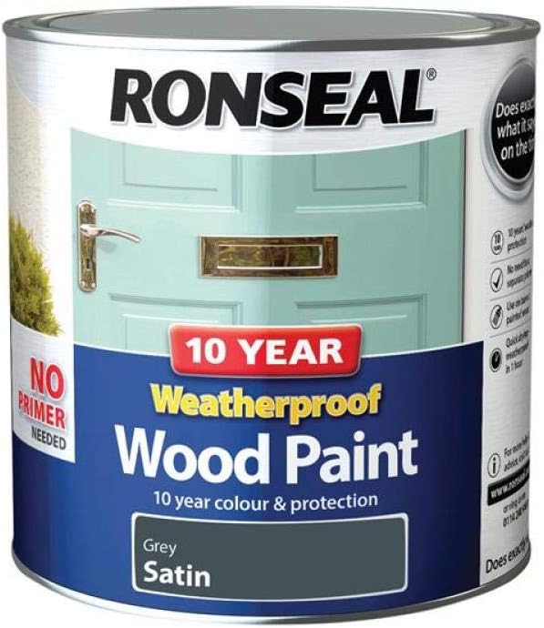RONSEAL 10 Year Weatherproof 2 in 1 Wood Paint Grey Satin 2.5 Litre, 2.5 l (Pack of 1) - Image 3