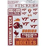 Virginia Tech Hokies Vinyl Cling Stickers 18 Removeable Decals NCAA Licensed