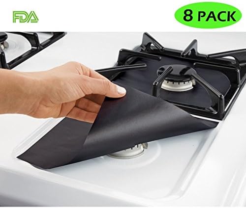 Flee Gas Stove Burner Covers 8 Pack -10.6" X10.6" Gas Range Protectors -FDA Approved, Reusable, Non-Stick,Dishwasher Safe -Fast Clean Liners For Kitchen/ Cooking Stovetop