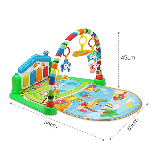 WYSWYG Baby Gym Jungle Musical Play Mats for Floor, Kick and Play Piano Gym Activity Center with Music, Lights, and Sounds Toys for Infants and Toddlers Aged 0 to 6 to 12 Months (Blue)
