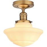 Pathson Vintage Flush Mounted Ceiling Lighting with Milk White Glass Shade, Mid-Century Style Ceiling Light Fixture for Hallw