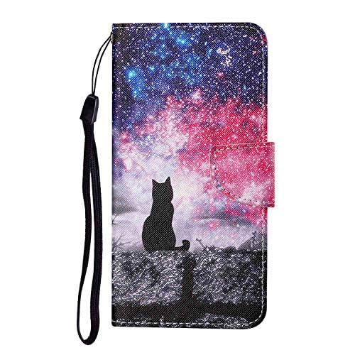 Draamvol for Motorola MOTO G85 Case Wallet Shockproof PU Leather Flip Kickstand Bumper Magnetic Closure Soft TPU Inner Phone Cover for MOTO G85 Phone Case with Card Holder, Sky Cat