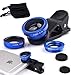Luxsure Universal 3 in 1 Camera Lens Kit Clip-On 180 Degree Supreme Fisheye + 0.65X Wide Angle+ 10X Macro Lens for iPhone 7, iPhone 6s/6s Plus, iPhone 6/6 Plus,iPhone 5 5S Samsung S7 Android(Blue)
