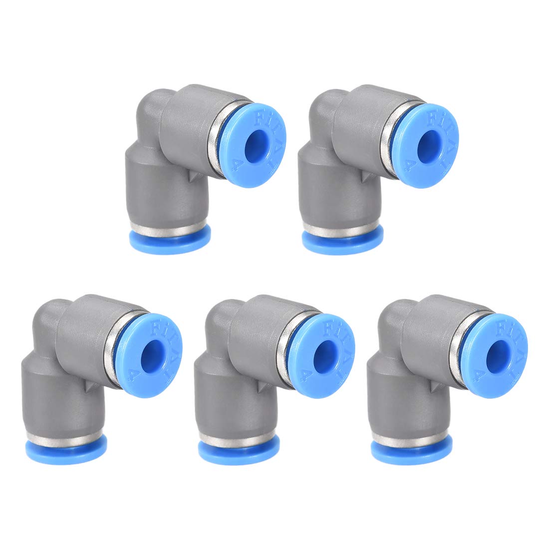 sourcing map Elbow Push to Connect Air Fittings 4mm Tube OD Pneumatic Quick Release Connectors Grey 5Pcs