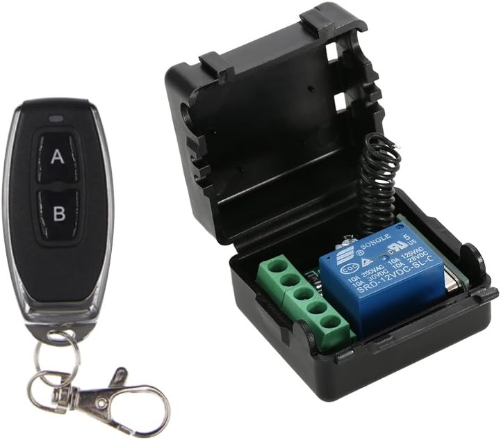 OWSOO Wireless Remote Switch,for Household Appliances,433Mhz,DC 12V 1CH,Relay Receiver Transmitter,Universal Remote Control Switch,Module and 4PCS RF Transmitter Remote Controls