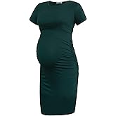 Smallshow Women's Short Sleeve Maternity Dress Ruched Pregnancy Clothes