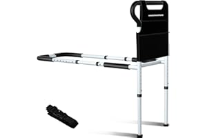 Bed Rails for Elderly Adults Safety - Adjustable Bed Cane with Non-Slip Ergonomic Handle and Storage Pocket, Stable Bed Assis