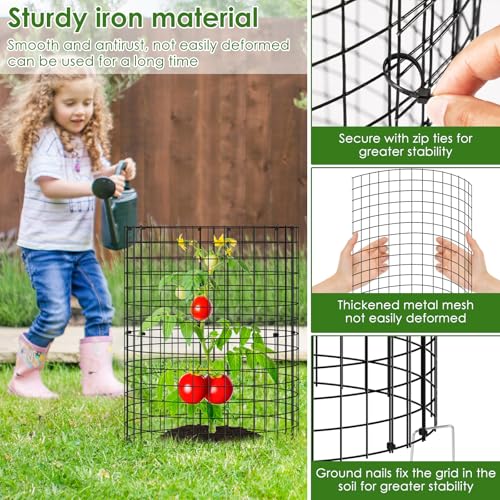 15Pcs Plants Protector from Animals 13.7inch Metal Mesh Plants Cages to Keep Animals Out Rustproof Garden Protection Covers for Indoor Outdoor Garden ZJMCAJY(Blackish Green,15)