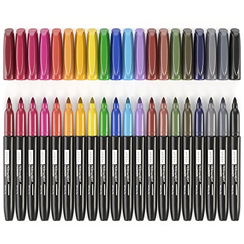 Arteza Colored Permanent Markers, Set of 40, 20 Earth Colors, Fine Tip