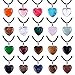 Outus 0.63 Inch Heart Stone Pendants Assorted Color Chakra Beads Crystal Charms with 18 Inch Black Braided Imitation Leather Cord Necklace Chain, 20 Pieces