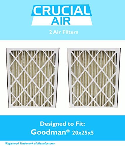 2 Goodman G8-1056 &amp; M8-1056 Pleated Furnace Air Filter 20x25x5 MERV 8, Premium Filtration, by Think Crucial
