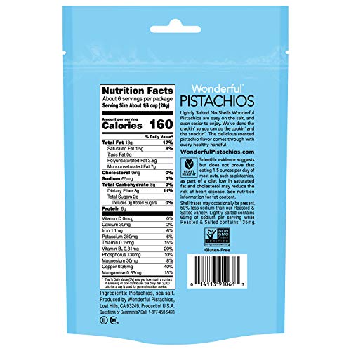 Wonderful Pistachio Lightly Salted Shelled Pistachios, 6 OZ Pricepulse