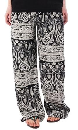 Amazon エスニックペイズリー柄ワイドパンツ ロングパンツ 通販
