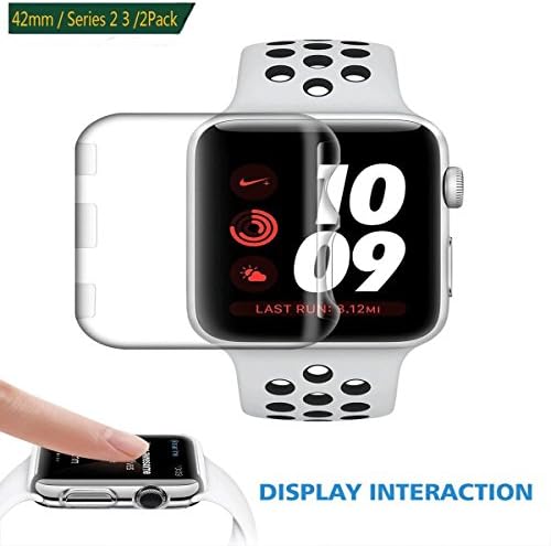 Apple Watch 3 Screen Protector 42mm | iwatch Series 3 Face Case | Plastic Protective Cover | Clear Defender | Thin Accessories Bumper by ZECEEN | 2 pack