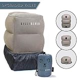 Prazoli Products Koala Kloud Travel Foot Rest Pillow - Inflatable Airplane Footrest | Flight Pillows for Kids | Grey Height Adjustable Toddler Bed | Leg Rest for Home/Office & Long Air & Car Rides