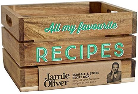 Jamie Oliver Scribble and Store - Caja de Recetas (Madera de Acacia): Amazon.es: Hogar