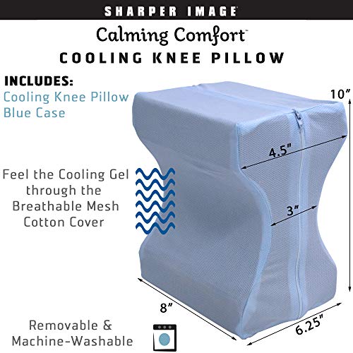 Calming Comfort Cooling Knee Pillow by Sharper Image- Memory Foam with Cooling Gel- Helps Side Sleepers Align Spine - Thumbnail 3
