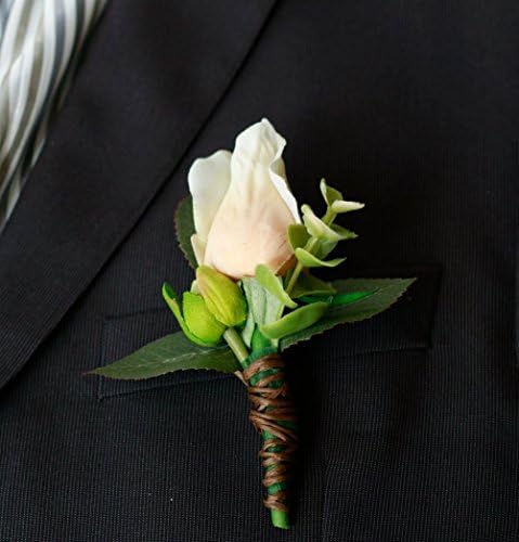 Silk Boutonniere - Silk Champagne Rose Boutonniere