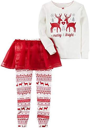 Little Girl Pajama Set Long Sleeve Nightgowns Christmas Dress Cotton Sleepwear Autumn Size 2-7T (White, 6T)