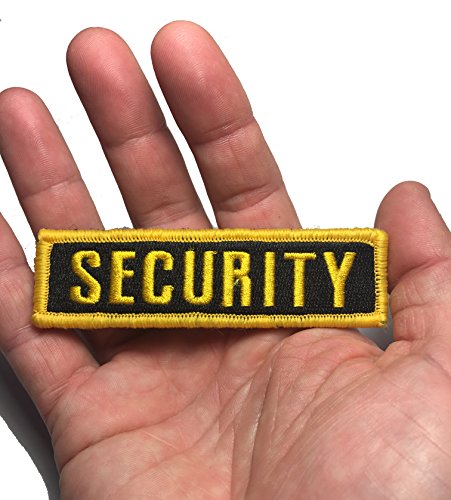 Security uniform patch 4x1" Black and gold name tape (hook/loop) back