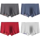 Arjen Kroos Men's Boxer Briefs Breathable Dual Colors Seamless Modal Mens Trunks Underwear with Support Pouch 4 Pack