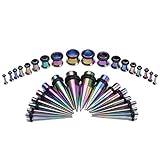 CABBE KALLO 36PCS Ear Gauge Stretching Kit Stainless Steel Tapers and Plugs Set Eyelet 14G-00G