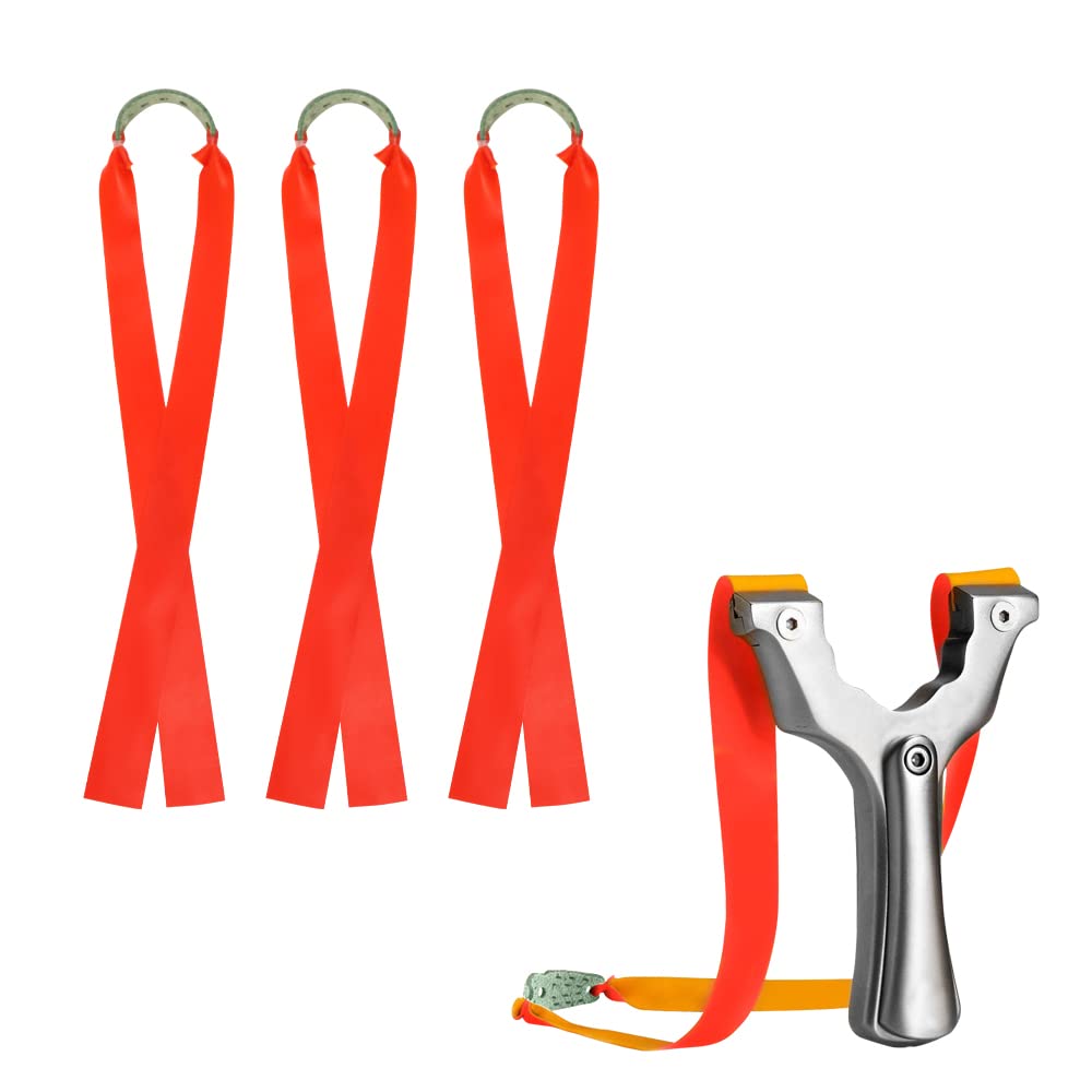 Chihutown 12 Pieces Slingshot Flat Rubber Bands 1mm Thickness, Elastic Rubber Band Bungee Replacement for Slingshot Catapult Hunting, Hunting Catapult Elastic Bungee (red)