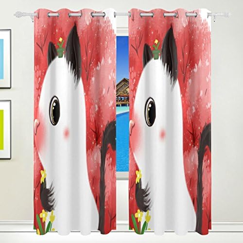 THENAHOME Curtains Drapes Panels Darkening Blackout Grommet Room Divider for Patio Window Sliding Glass Door with Cat Painting (55x84 Inches,2 Panels)