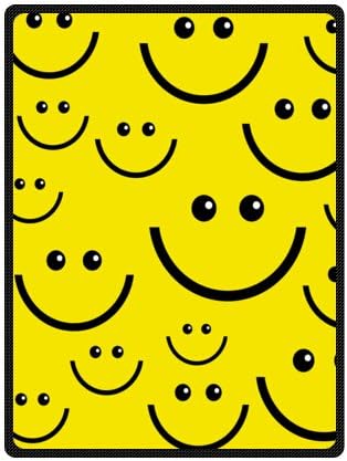 Smiley Face Queen Blanket Sumptuously Soft Plush Blanket 58" x 80" (Large)