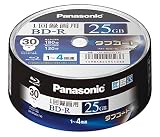 Panasonic Blu-ray BD-R Recordable Disk 25GB 4x Speed 30 Spindle Pack Printable Made In Japan