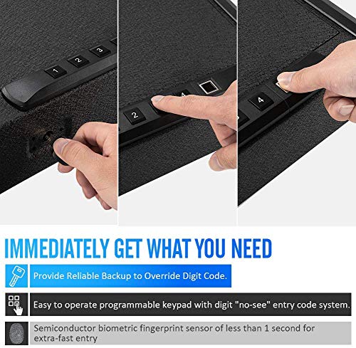 RPNB Gun Security Safe, Quick-Access Firearm Safety Device with Biometric Fingerprint or RFID Lock, Home & Personal Safe Series - Thumbnail 4