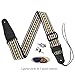 Guitar Strap，Phorcs Retro Guitar Strap Jacquard Weave Guitar Strap with Leather Ends