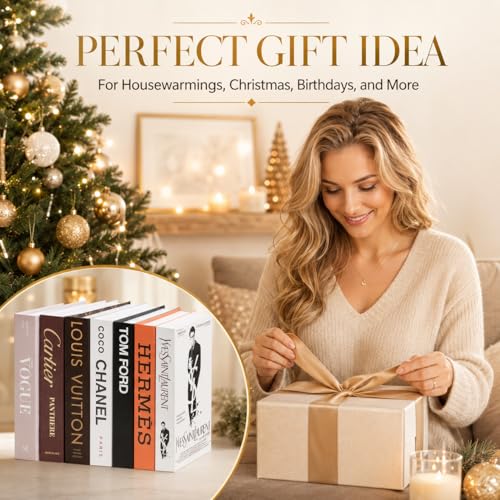 PROBENEX 4 Pcs Foldable Decorative Books | Faux Luxe Shelf & Table | Not Real Books - Lightweight Cardboard That Folds Flat to Assemble in 2 Minutes, No Tools