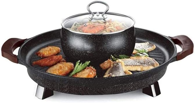 Amazon Co Jp オールインワン多機能電気ホット電気フライパンフライパン家庭用バーベキュー皿e Free スポーツ アウトドア