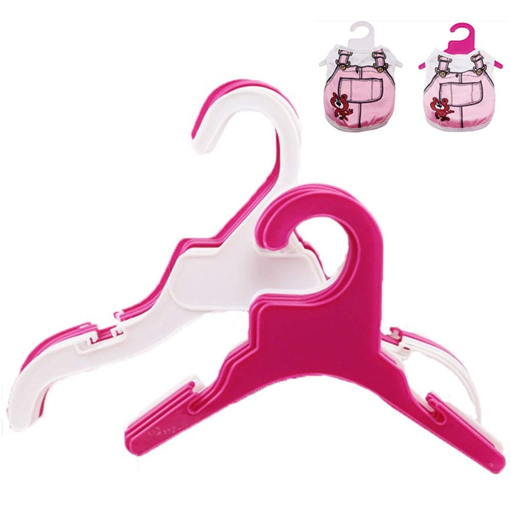 Pet Clothing Hanger, 10PCS Plastic Anti-skid Dog Puppy Cat Clothes Clothing Rack for Small Animals (WHITE, S)