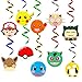 MALLMALL6 30Pcs Pikachu Swirls Decorations Pikachu Birthday Party Decoration Supplies Hanging Whirl Streamers Anime Ceiling Spiral Room Decor Video Game Party Favors Pikachu Stickers for Kids