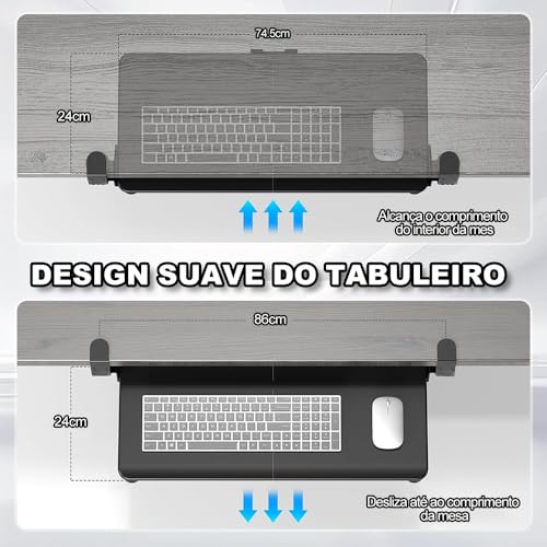 Bandeja de Teclado E Mouse com Grampo C, Suporte para Teclado, Extensor de Mesa, Bandeja de Teclado Deslizante Sob a Mesa
