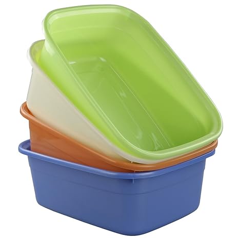 Fiaze 14 Quart Plastic Wash Tub Dish Pan Basin Set Of 4