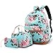 BLUBOON School Backpack for Teens Girls Bookbags Set 15 inches Laptop Bag Kids Lunch Bag and Pencil Case (Big Floral - Water Blue)