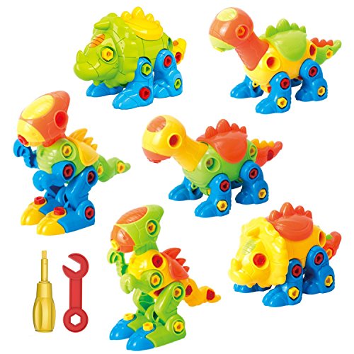 Dinosaur Toys Take Apart Toys With Tools - Pack of 6 Dinosaurs - Construction Engineering STEM Learning Toy Building Play Set - Toy for Boys & Girls Age 3 - 12 years old